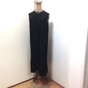 Black Size Large Eileen Fisher Sleeveless Linen Maxi Dress